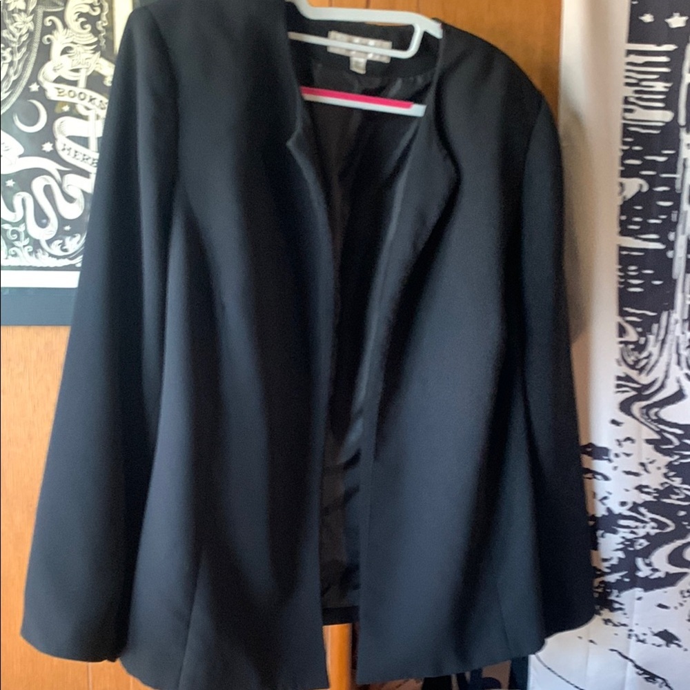 Jones Studio Black Women's Blazer 18W Open Front Lined